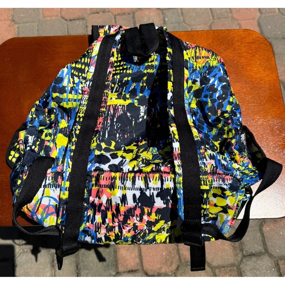 LeSportsac Multicolor Graffiti Print Backpack - Yellow Blue Pink Black - Picture 2 of 6